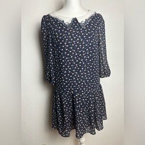 LA chapelle Navy Blue Floral women Dress SIZE XS